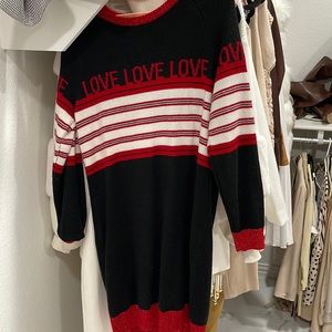 New York and Company black red white long sweater dress free shipping